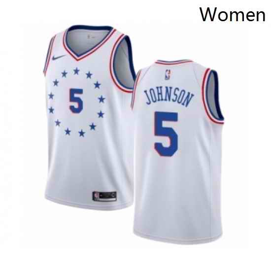 Womens Nike Philadelphia 76ers 5 Amir Johnson White Swingman Jersey Earned Edition